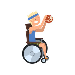 Sticker - Disabled man playing basketball, rehabilitation of disabled people concept vector Illustration on a white background