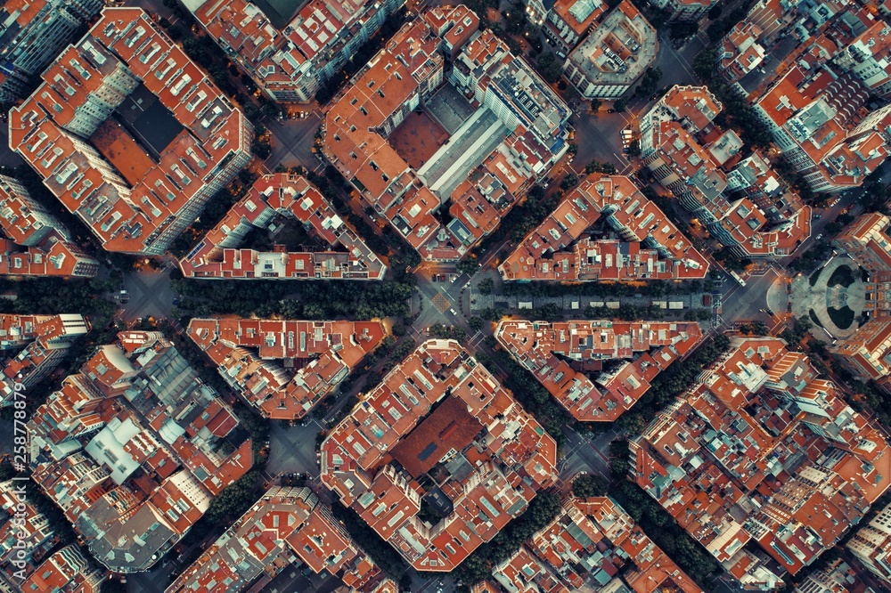 Obraz na płótnie Barcelona street aerial View w salonie