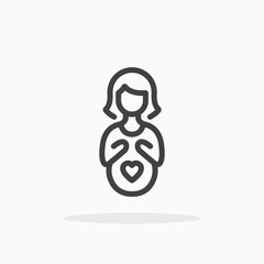 Wall Mural - Pregnant woman icon in line style. Editable stroke.