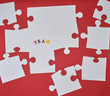 © nndanko - white big puzzles on a red background