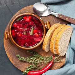 Wall Mural - Vegetable soup with beetroot and cabbage