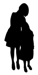 Canvas Print - mother and children silhouette vector