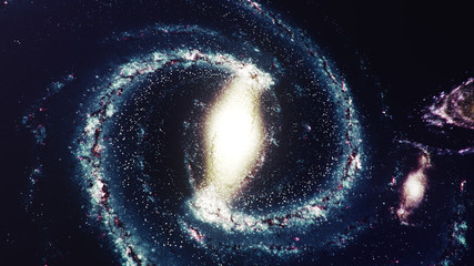 Wall Mural - 3d illustration galaxy in deep space. spiral galaxy consisting of star dust, nebula of gas. concept 