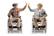 © Ljupco Smokovski - Two senior men in wheelchairs giving high-five