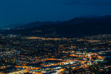 View Of Palm Springs At Night, From The Skyline Trail In Palm Springs, California