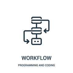 workflow icon vector from programming and coding collection. Thin line workflow outline icon vector illustration.