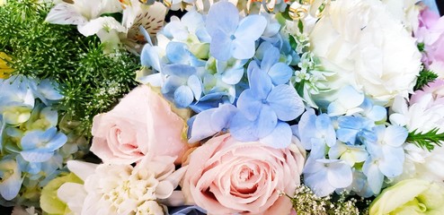 Wall Mural - Close up beautiful flower bouquet blooming - Beauty of Nature, Plant, Celebration and Valentine day concept 