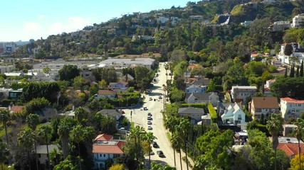 Wall Mural - Hollywood CA aerial drone footage