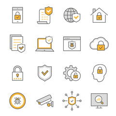 Wall Mural - security flat line icon set. vector illustration. editable stroke.
