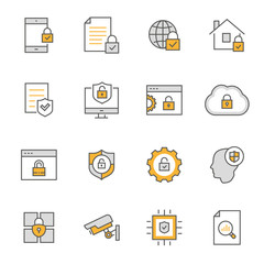 Wall Mural - security flat line icon set. vector illustration. editable stroke.