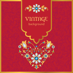Ornate vintage background in gold and red