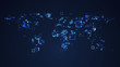 © Warod - World Map Network Digital Technology Graphic illustration. Blue Color. Internet Futuristic Concept.