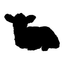 Cute Sheep Silhouette. Black Silhouette Of The Lamb Hand Drawn Vector Isolated Image