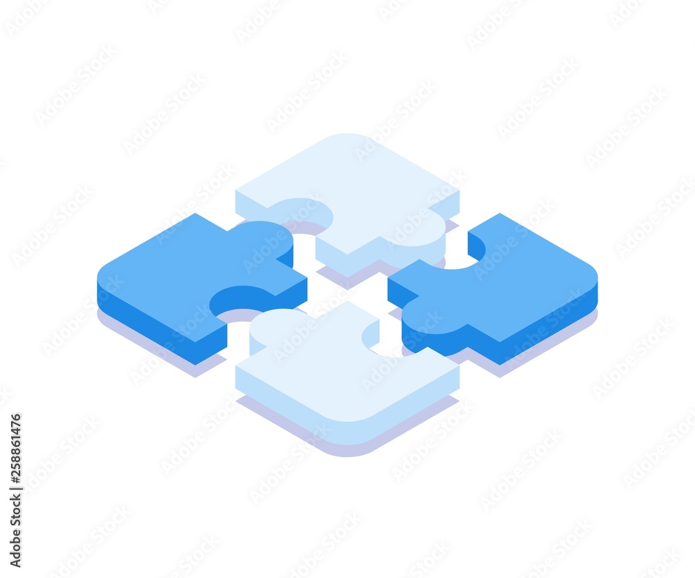 Puzzle icon. Vector illustration in flat isometric 3D style. - obrazy, fototapety, plakaty 