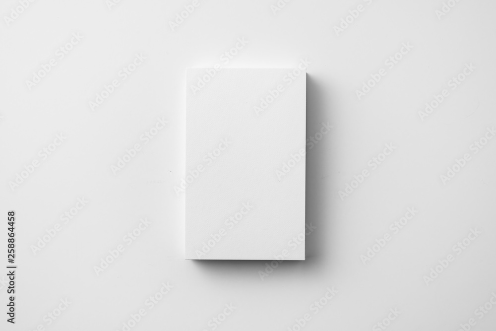 top view of business card isolated on white - obrazy, fototapety, plakaty 