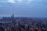 Fototapeta  - aerial view of East Nanjing Road, Shanghai, China. In dawn