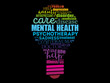 Mental health bulb word cloud, health concept background