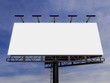 © pabijan - 3D rendering of blank billboard (empty advertisement) with clouds. Empty mockup template