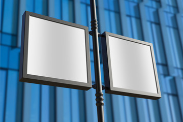 Wall Mural - 3d rendering of blank billboard (empty advertisement) with city background. empty mockup template