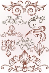Wall Mural - vintage frame border tattoo floral ornament leaf scroll