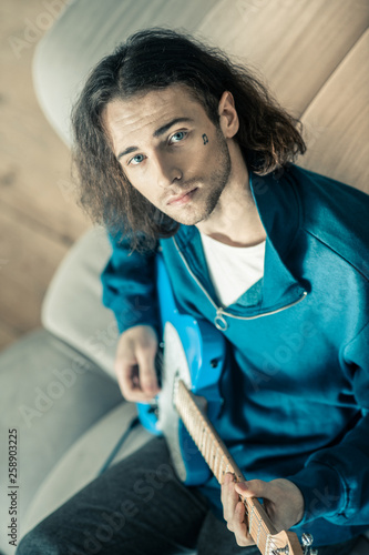 Handsome Good Looking Guy With Blue Eyes And Black Stubble Buy