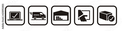 Fotografía package tracking online purchase, web vector icons