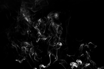 white smoke flame on a black background