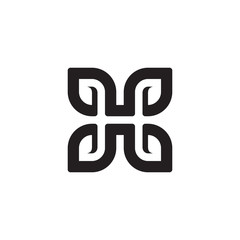 Black white initial letter H with eco leaf logo