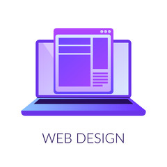 Web design digital interface. Vector illustration of website design concept.  responsive, graphic interface - internet technology. Creative digital media layout