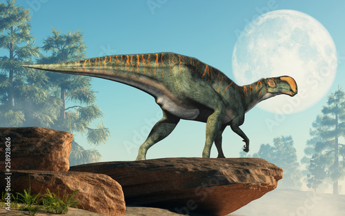 Dekoracja na wymiar  altirhinus-na-skalach-przed-ksiezycem-altirhinus-wysoki-pysk-byl-rodzajem-iguanodona