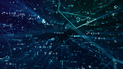 digital seamless mathematical formulas. abstract digital futuristic background with math, physics sy