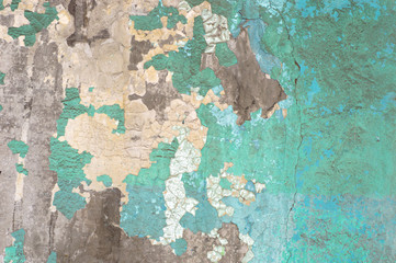 Peeling paint on wall blue grunge material texture