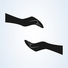 Supporting hands illustration. Vector protecting hands icon