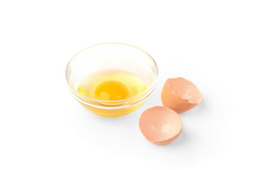 Wall Mural - Raw eggs isolated on white background.