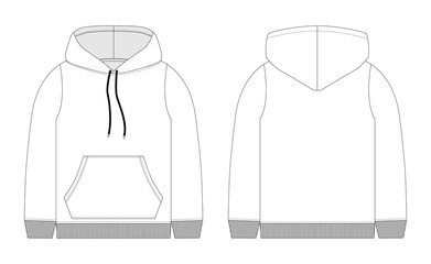 Canvas Print - Men hoodie technical sketch. Mockup template hoody.