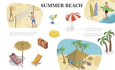 Poster - Isometric Summer Beach Vacation Concept