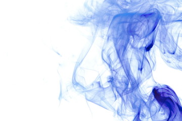 Blue smoke on white background