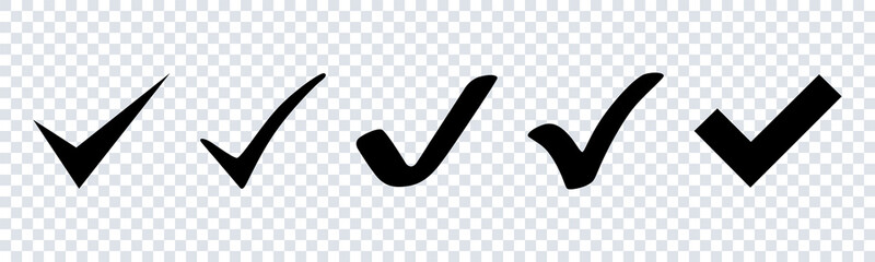 Wall Mural - vector check mark icons set in flat design on transparent background