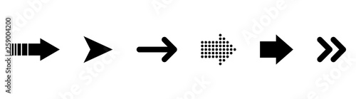 Fotomural Set of black vector arrows. Arrows vector collection