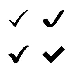Wall Mural - 4 black check mark vector icons. set of black check mark icons. black check marks collection