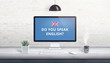 © Stanisic Vladimir - Concept of English language learning online. Question Do you speak English on a computer display on work desk.