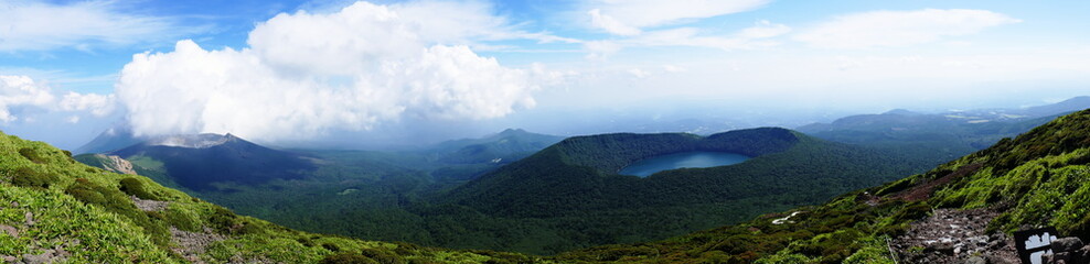 Naklejka na meble Panorama of volcanoes seen from top of Mt. Karakuni-dake, Ebino kogen, Japan