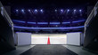 Hockey stadium ice rink entrance corridor with blurry background, indoor 3D render illustration