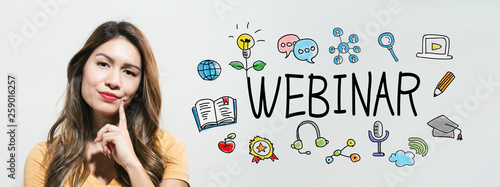 Webinar with young woman in a thoughtful fac Lerretsbilde