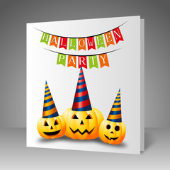 Poster - Halloween party paper invitation with pumpkins