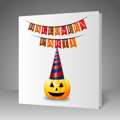 Wall Mural - Halloween party paper invitation with a pumpkin