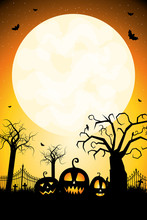 Halloween Poster Template With Pumpkins (jack-o-lanterns)