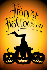 Wall Mural - Happy Halloween poster with pumpkins (jack-o-lanterns)