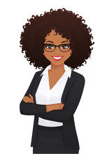 Portrait Of Elegant Business Woman With Arms Crossed Isolated Vector Illustration