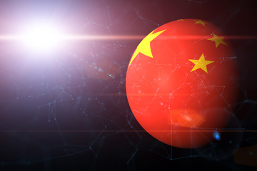 Wall Mural - abstract chinese flag painted on digital sphere. futuristic network cyberspace illustration backgrou